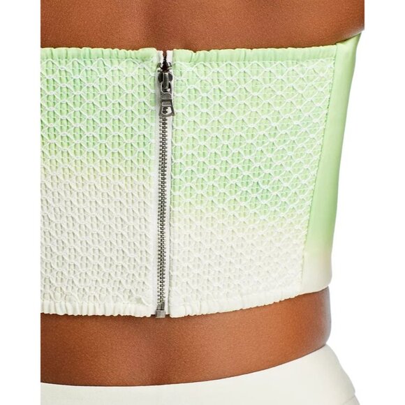 Alice + Olivia Ceresi Smocked Back Crop Top Women's 10 Floral Print Strapless - Picture 6 of 13